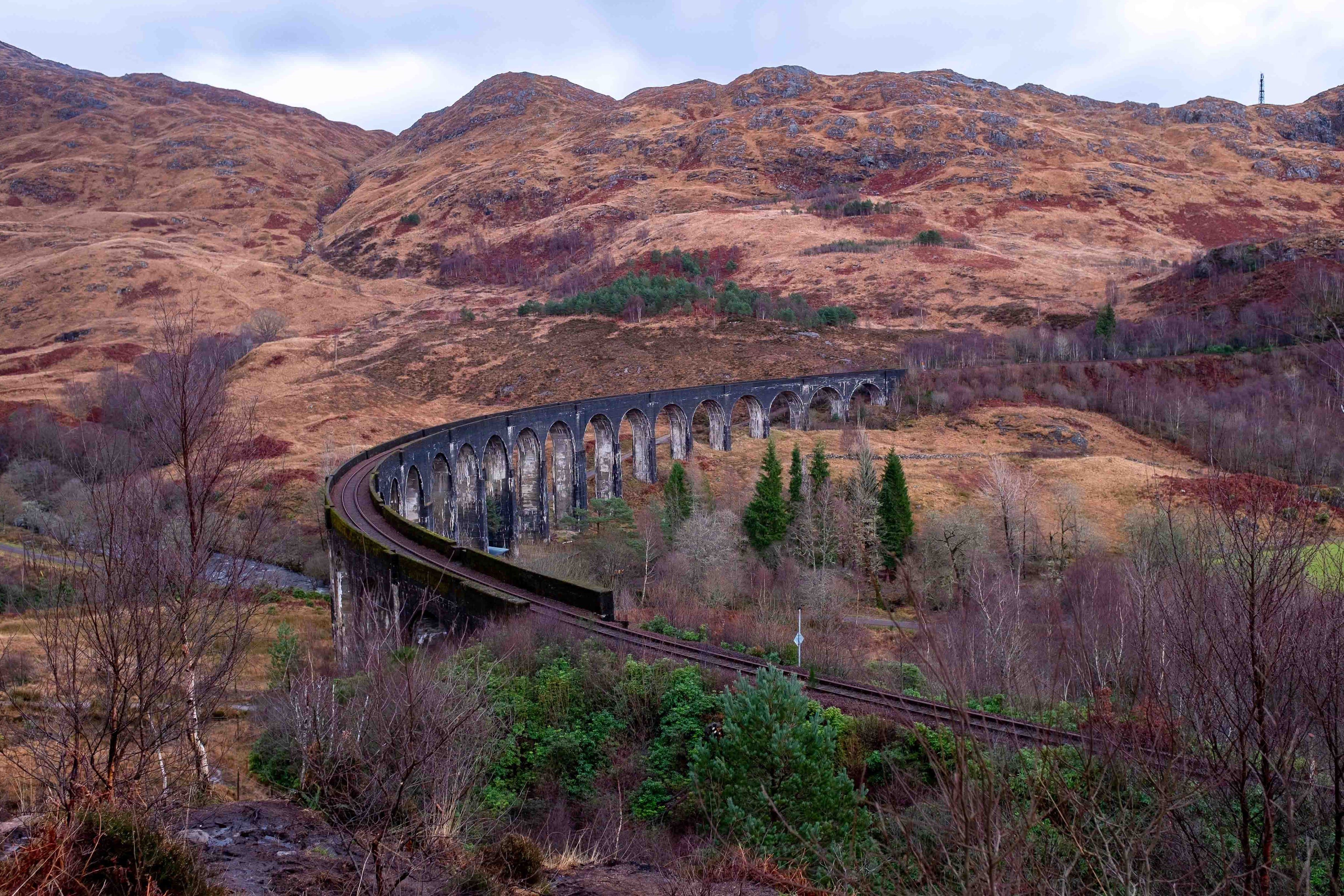 Landscape photograph of the Glenfinnan Viaduct near Inverness, Scotland.
