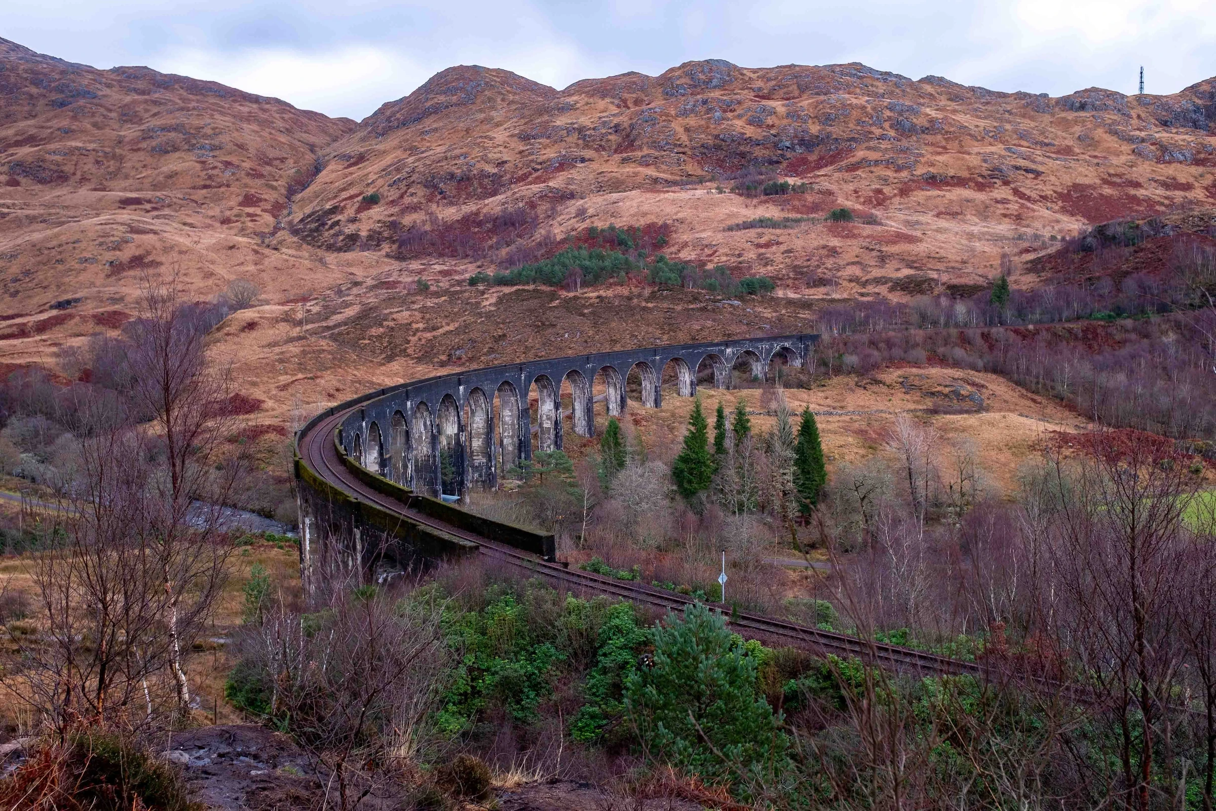 Landscape photograph of the Glenfinnan Viaduct near Inverness, Scotland.